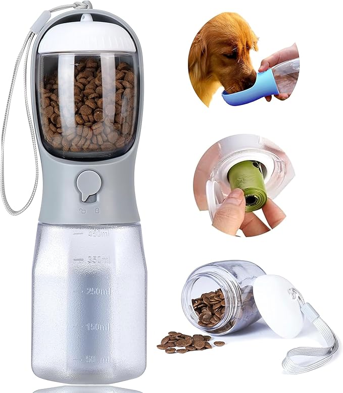 Dog Water Bottle with Food Container, Portable Pet Dog Water Dispenser by AVELORA
