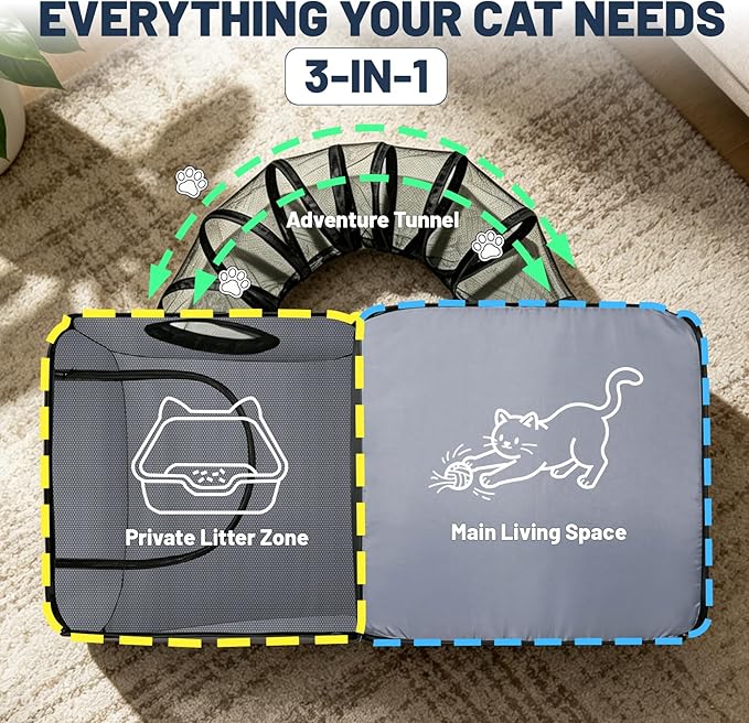 Tailtastic Pet Playpen with Surround Tunnel, Outdoor/Indoor Cat Playpen with - Image 2