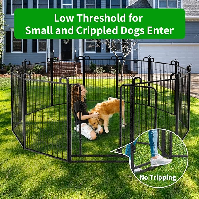 Dog Playpen Outdoor 16 Piece Panels Heavy Duty Dog Fence 47" Height Anti-Rust - Image 4