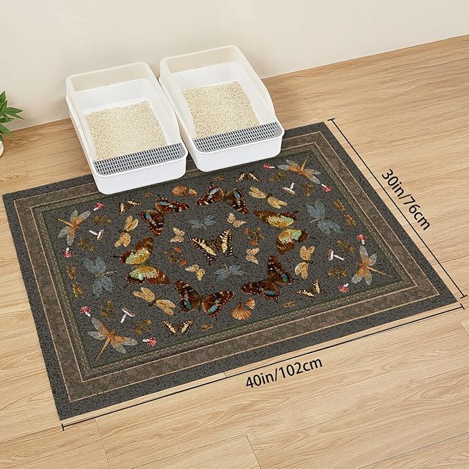 Unicorn Catcher Cat Litter Mat 24" x 15" Non-Slip Litter Box Mat Washable - Image 6