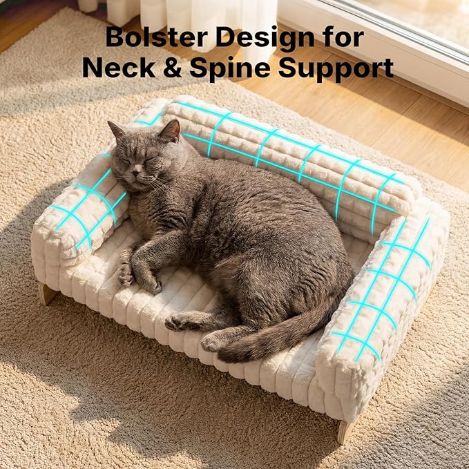Veehoo Elevated Cat Bed Indoor, Wood Furniture Style Cat Couch Sofa - Image 5
