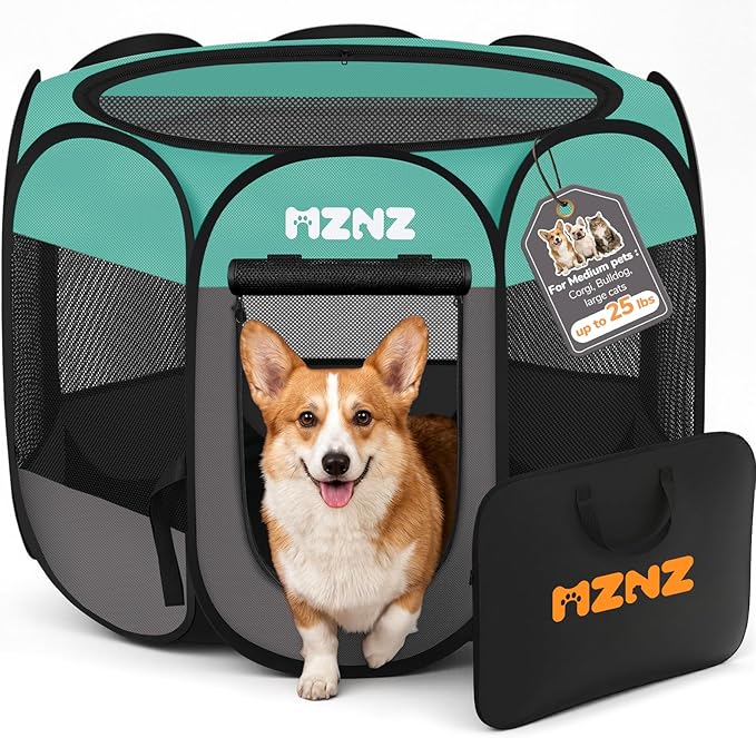 Dog Playpen, Portable Puppy Pet Crate Indoors by MZNZ