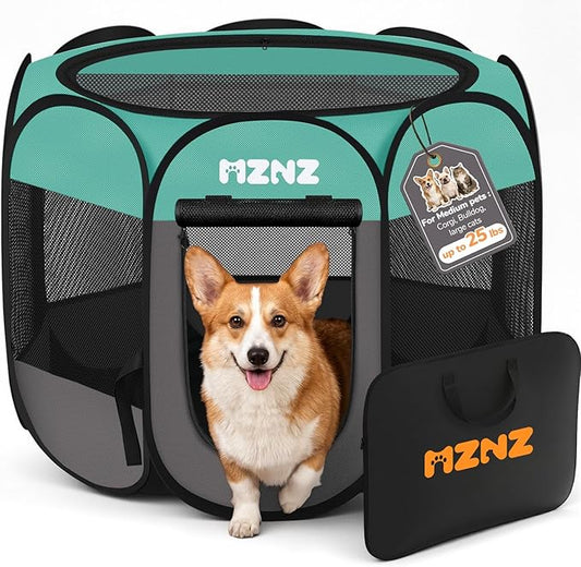 Dog Playpen, Portable Puppy Pet Crate Indoors by MZNZ