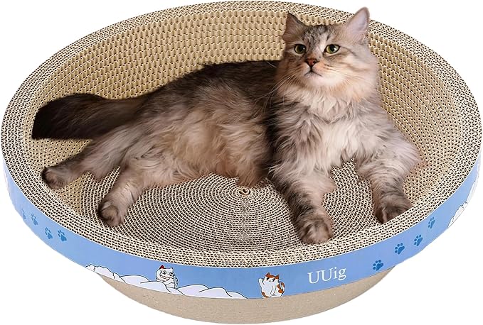 Round Cat Scratcher Bed, 17.7x17.7 Inch Cardboard Cat Scratcher Bowl by UUig