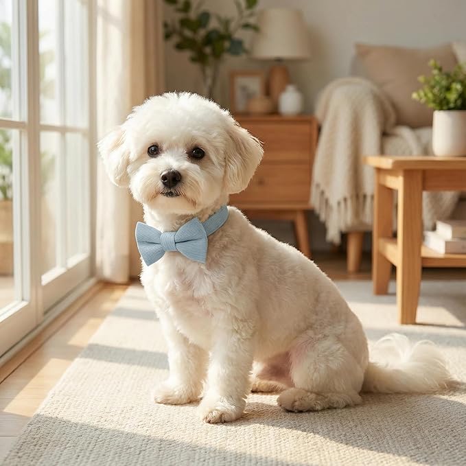 THAIN Dog Collar with Bow Tie Corduroy, Breathable&Adjustable Quick Release - Image 5