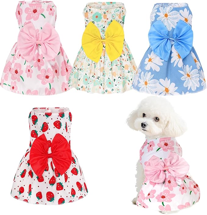 choyaxo 4pcs Cute Dog Dress Pet Dress Puppy Skirt Summer Pet Clothes by choyaxo