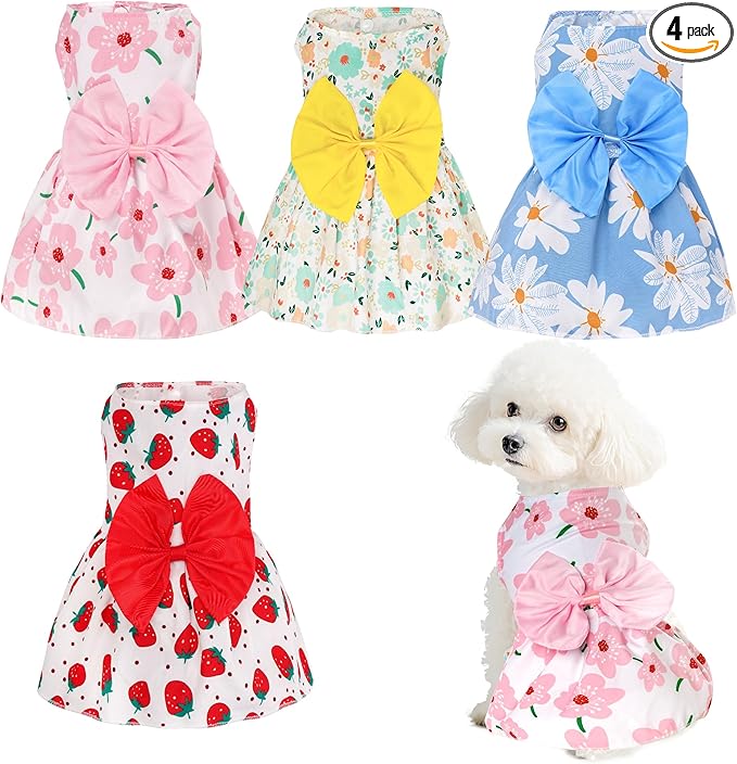 choyaxo 4pcs Cute Dog Dress Pet Dress Puppy Skirt Summer Pet Clothes by choyaxo
