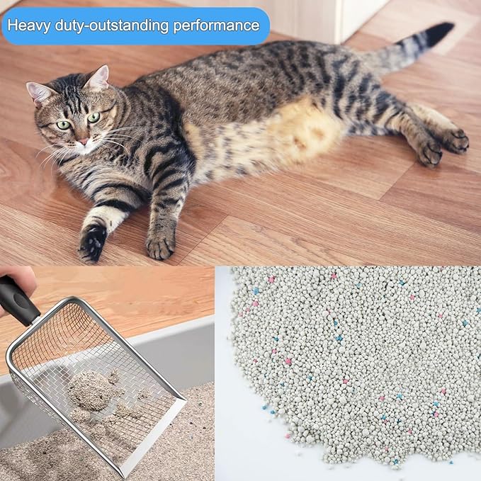 Cat Litter Scoop, Stainless Steel Cats Sturdy Mesh Scooper Kitty Metal Scooper - Image 6