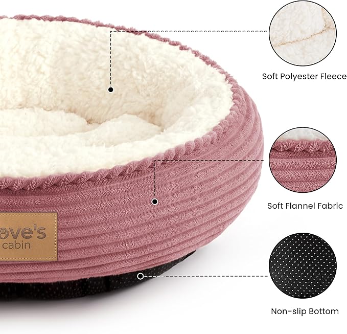 Love's cabin Round Donut Cat and Dog Cushion Bed, 20in Pet Bed - Image 2