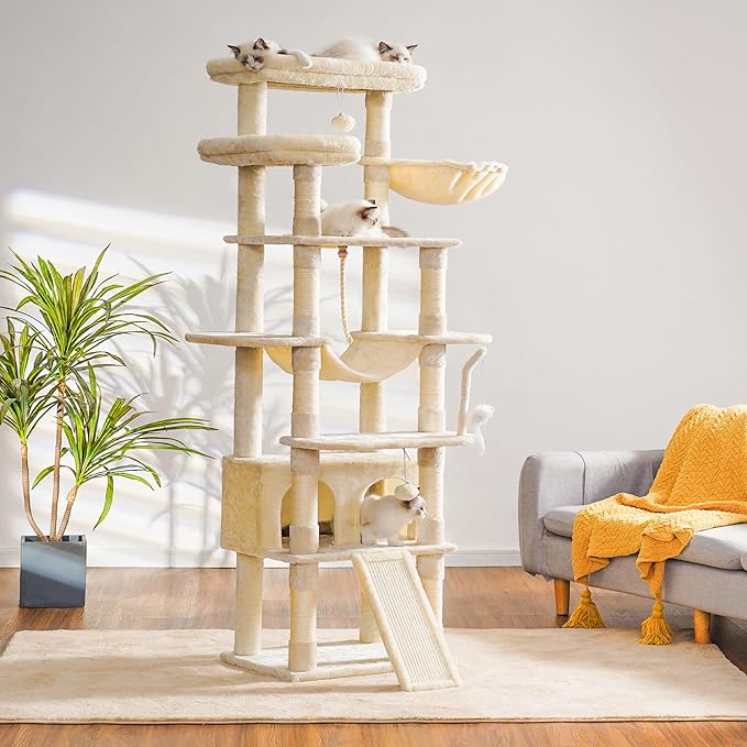 Heybly Tall Cat Tree, 78-inch Multi-Level Cat Tower - Image 2