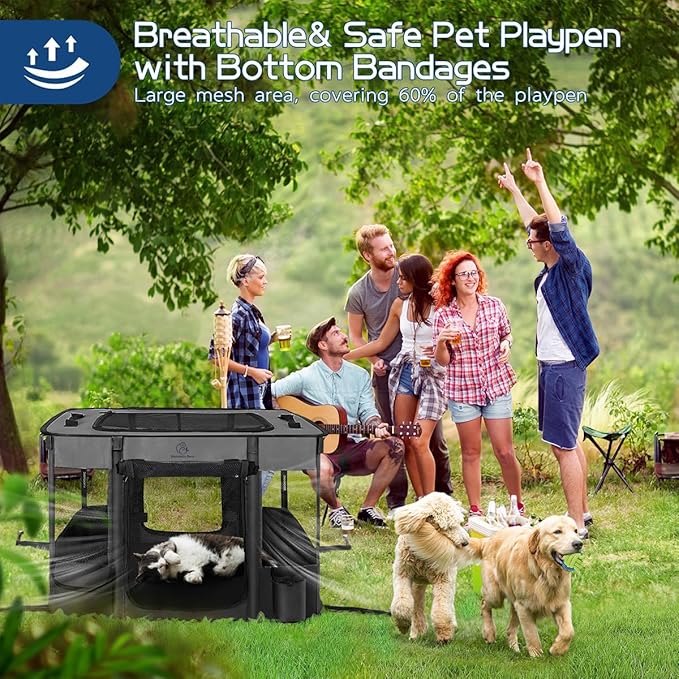 Dog Playpen, Pet Playpen, Foldable Puppy Cat Playpen, Portable Exercise Kennel - Image 2