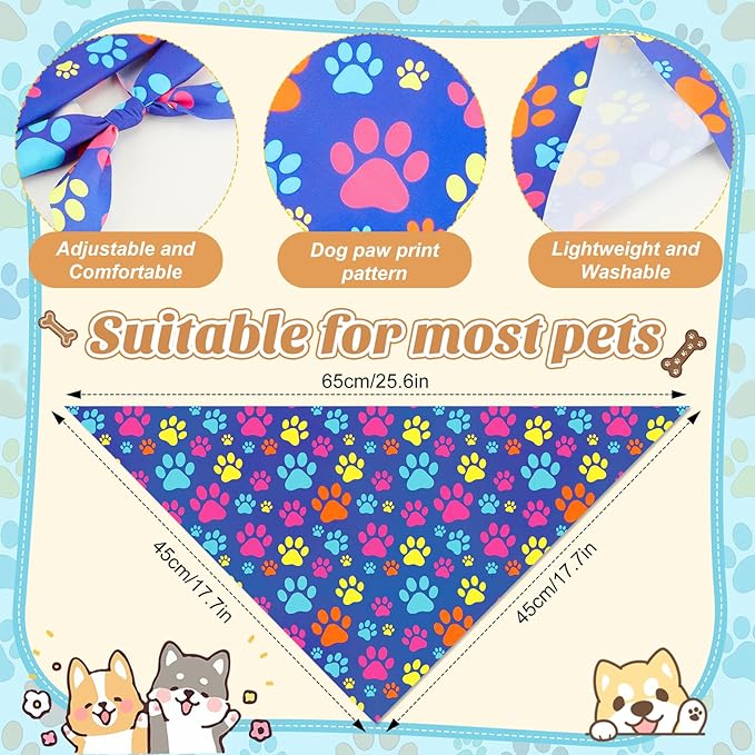 50 Pcs Paw Prints Dog Bandanas Bulk Bone Bandanas - Image 3