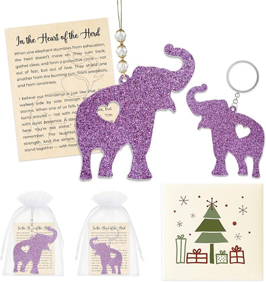 Set 2 Elephant Ornament, Meaningful Christmas Ornaments by MusemoryCreations