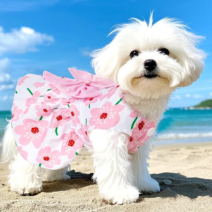 choyaxo Floral Dog Dress Cute Dog Skirt Pet Dress Summer Pet Clothes - Image 5