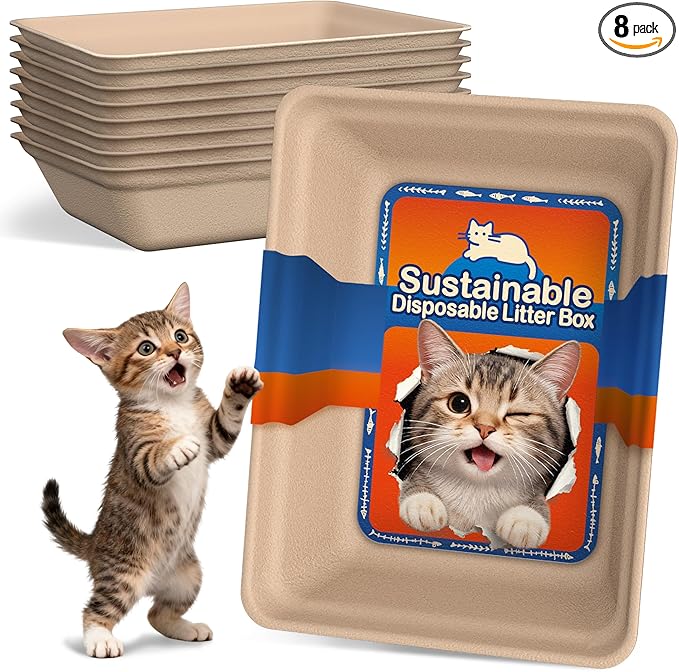 8-Pack Disposable Litter Boxes for Cats: 8/12/16 Portable Leak-Proof & Odor by Le+Sens+Amazing+Home