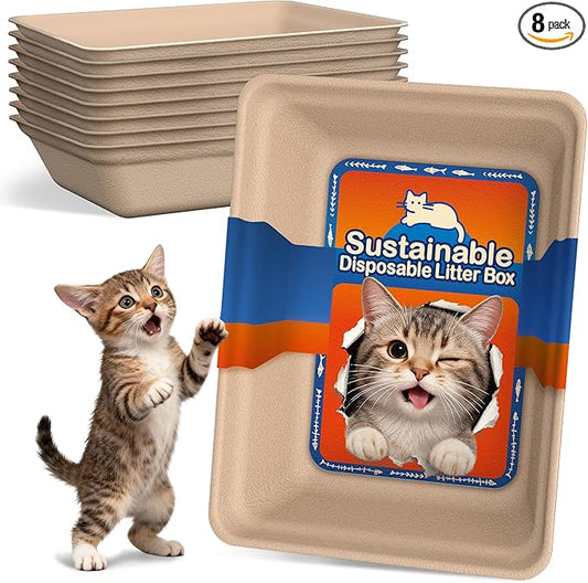 8-Pack Disposable Litter Boxes for Cats: 8/12/16 Portable Leak-Proof & Odor by Le+Sens+Amazing+Home
