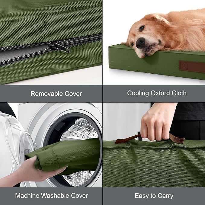 Outdoor Large Washable Dog Bed, Orthopedic Egg Crate Foam Dog Crate Mat - Image 5
