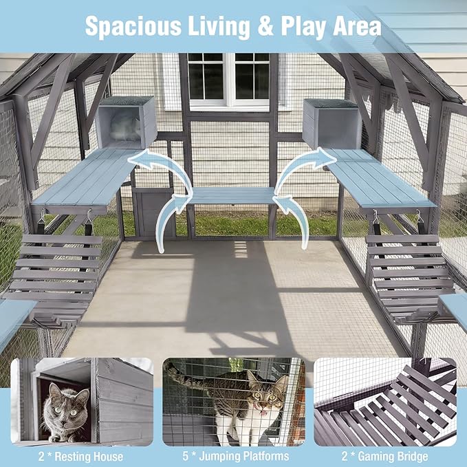 Large Catio Outdoor Cat Enclosure, 110.2’’ Cat House - Image 5