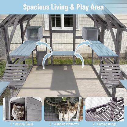 Large Catio Outdoor Cat Enclosure, 110.2’’ Cat House - Image 5