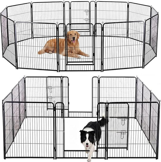 DUMOS Dog Playpen Indoor, Metal 32 Inch 12 Panels Foldable Pet Fence by DumosLifestyle