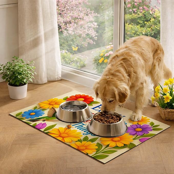 HOMETITUTE Cat Food Mat 20" x 12", Non Slip Dog Cat Food Mat - Image 4