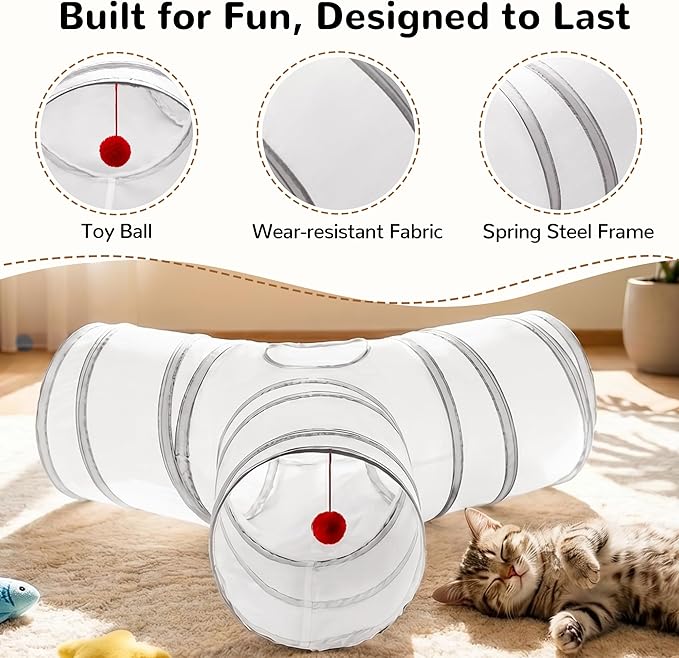 Tempcore Cat Tunnel for Indoor Cats, 3-Way Collapsible Play Tunnel - Image 5