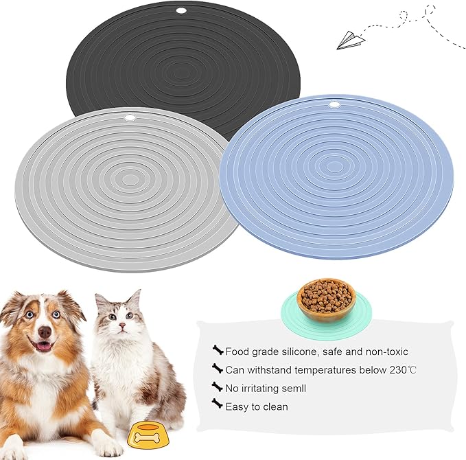 3 Pieces Silicone Pet Food Mat Feeding Mat - Image 5