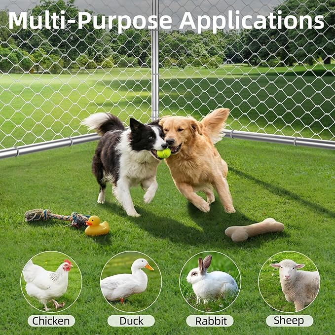 12.5x12.5 FT Heavy Duty Large Outdoor Dog Kennel Outside, Galvanized Steel - Image 5