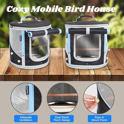 Small to Medium Bird Travel Carrier Cage, Portable Parrot Parakeet Cockatile - Image 4