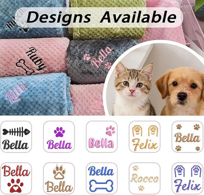 Personalised Pet Blanket with Name & Paw Print, Custom Embroidered Dog Cat - Image 2