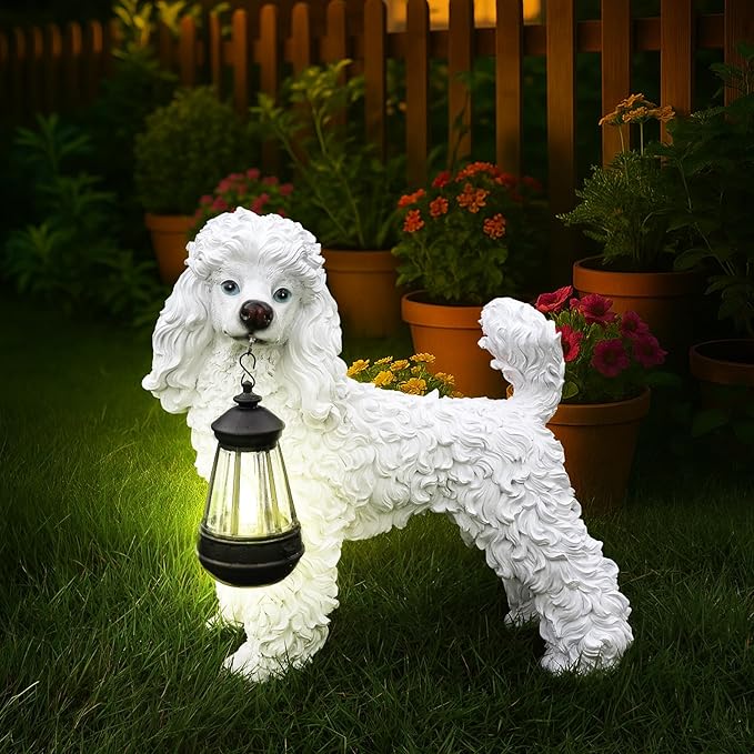 White Poodle Dog Garden Statue - Image 2