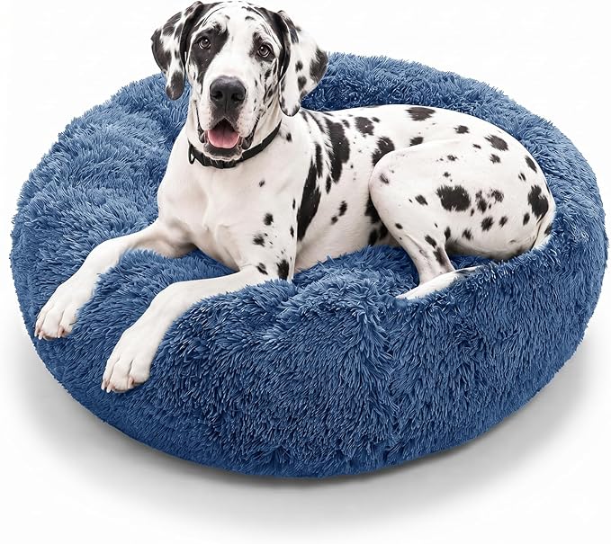 JOLLYVOGUE Dog Beds Large Sized Dog, Calming Anti-Anxiety Dog Bed, Fluffy Donut by JOLLYVOGUE