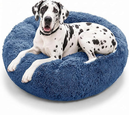 JOLLYVOGUE Dog Beds Large Sized Dog, Calming Anti-Anxiety Dog Bed, Fluffy Donut by JOLLYVOGUE