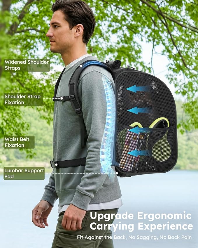 Pecute Cat Backpack with Widened Interior Space, Upgraded Dog Backpack Carrier - Image 4
