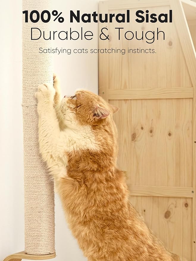 FUKUMARU Cat Wall Scratcher, Sturdy Sisal Climbing Tree - Image 2