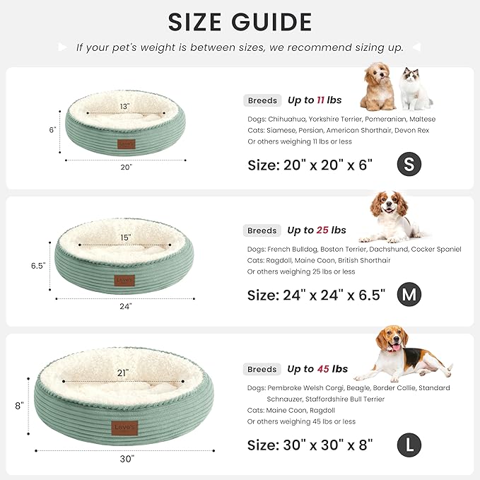 Love's cabin Round Donut Cat and Dog Cushion Bed, 20in Pet Bed - Image 3