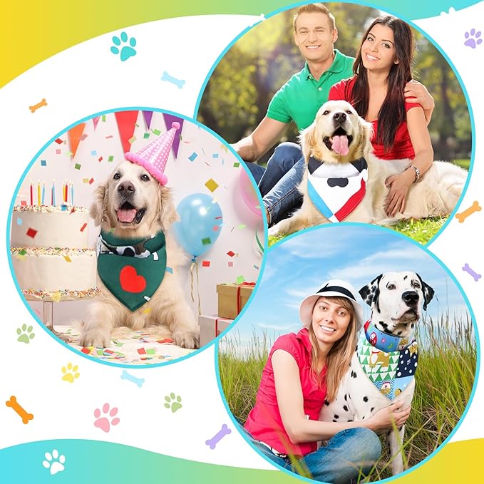 Huhumy 100 Pcs Paw Dog Bandanas Bulk Paw XL Pet Bandanas Colorful Triangle Pet - Image 5