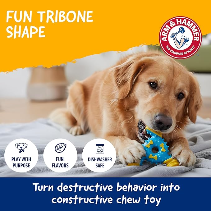 Arm & Hammer for Pets Nubbies TriBone Dog Dental Toy Peanut Butter Flavor - Image 7