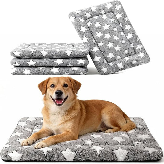 Dog Crate Mat, 4 Piece Reversible Pet Bed, Machine Washable, Small Dogs & Cats by FogkissComfyPawsHome