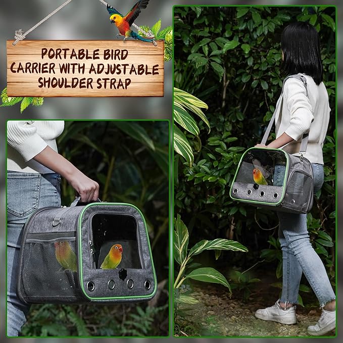 Upgraded Small Bird Carrier, Lightweight and Portable Travel Bird Cage - Image 5