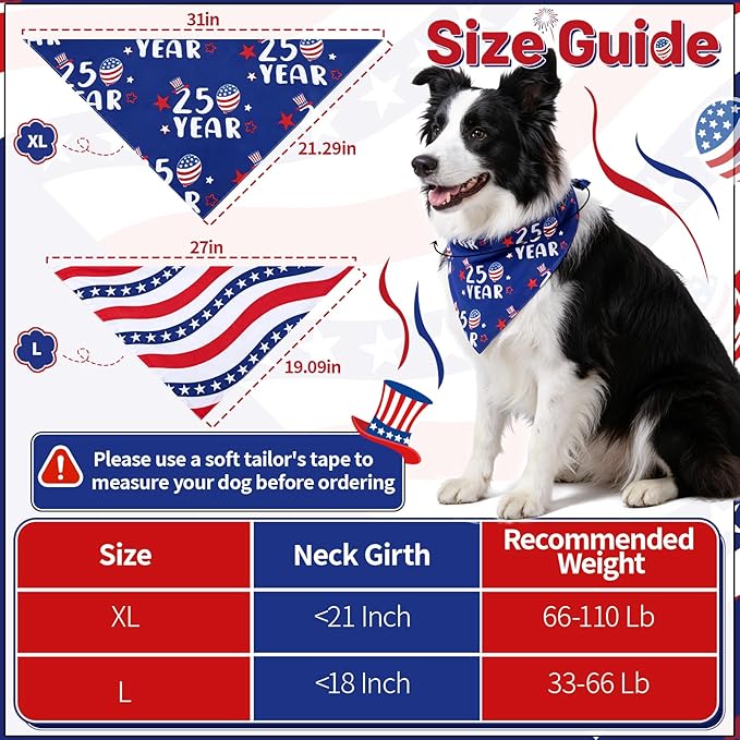 2Pcs 250th Anniversary American Dog Bandanas, Dual-Layer 4th of July Pet - Image 4