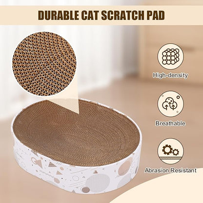 Oval Sturdy Cat Scratching Cardboard Pad Breathable Cat Scratch Pad, Cat - Image 5