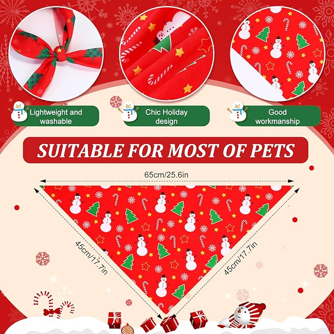 Preboun 50 Pcs Christmas Dog Bandanas Bulk Red and Green Bandanas - Image 3