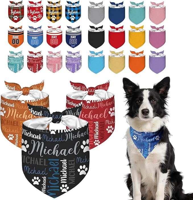 Custom Dog Bandana with Your Own Logo Text Personalized Dog Scarf Triangle Bibs by Roseshore