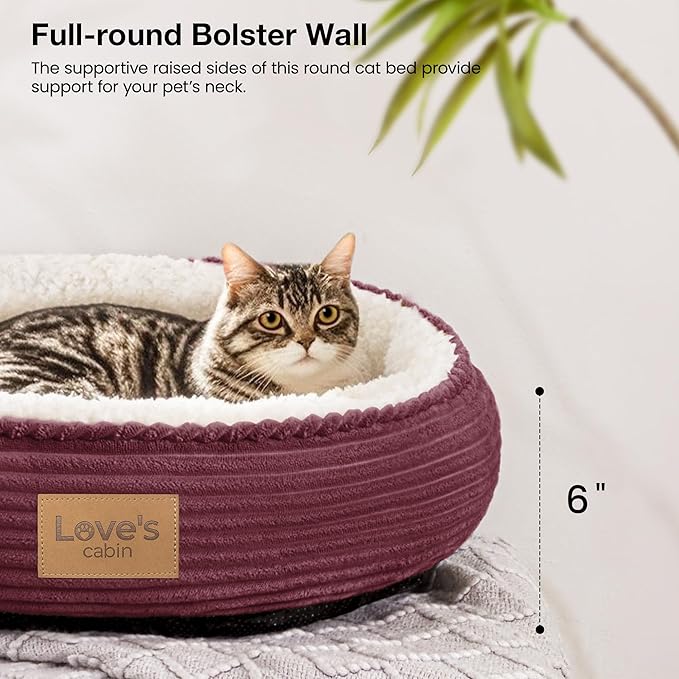 Love's cabin Round Donut Cat and Dog Cushion Bed, 20in Pet Bed - Image 5
