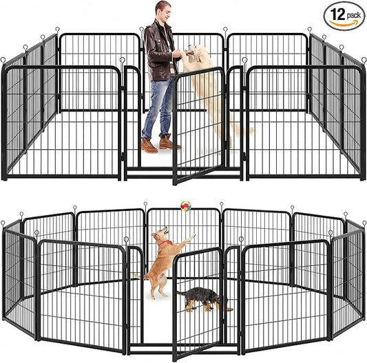 Kfvigoho Dog Playpen Outdoor Extra Wide 12 Piece Panels Heavy Duty Dog Fence by Committedtobetterpetlife