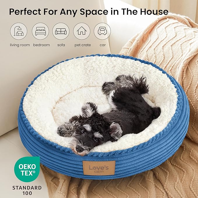 Love's cabin Round Donut Cat and Dog Cushion Bed, 24in Pet Bed - Image 6