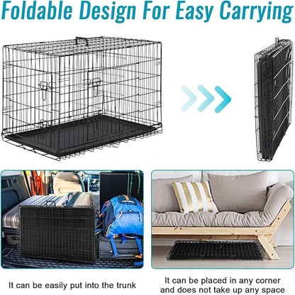 FDW 24-Inch Dog Crate for Small Dogs, Double Door Folding Metal Wire Pet Kennel - Image 4