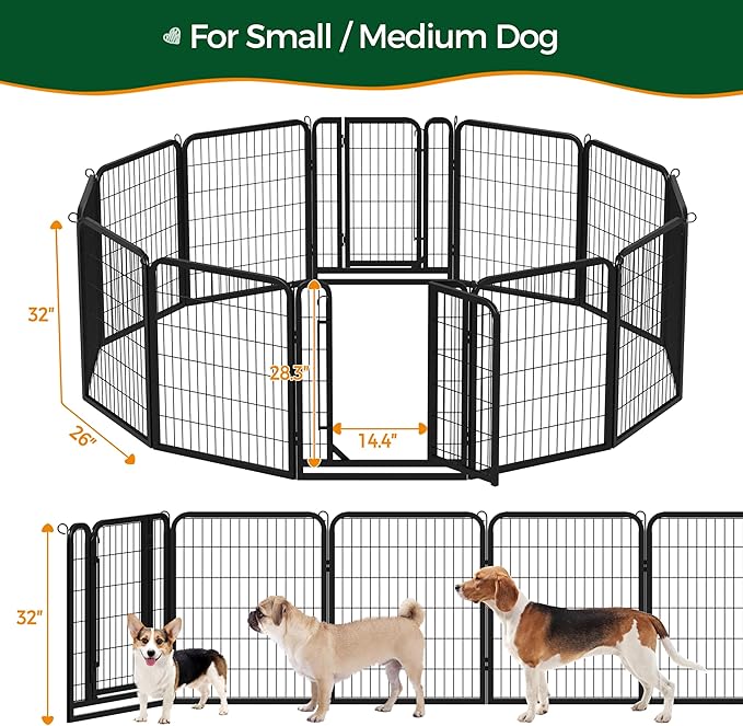 Yaheetech Dog Playpen Outdoor, 32 inch 12 Panels Dog Pen Indoor Heavy Duty - Image 5