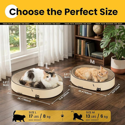 Conlun Oval Cat Scratcher Bed, 2-in-1 Cat Scratching Board, Natural Corrugated - Image 7